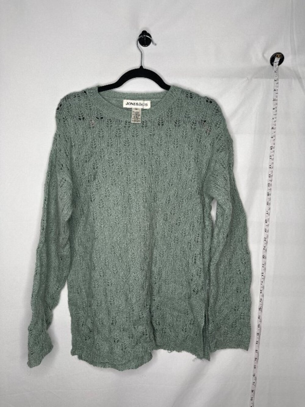 Jones & Co. Jones & Co Mohair Blend Pointelle Knit Crewneck Sweater M Mohair